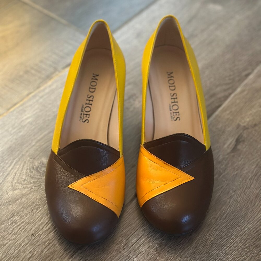 Mod Shoes Retro Color Block Block Heels – Made in Spain – Leather – EU 36 US 5.5 - Picture 4 of 4